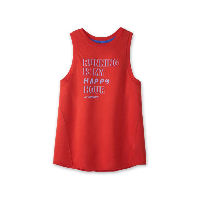 Brooks Distance Graphic - Womens Running Tank Top - Heather Jamberry/Happy Hour/Black (75496XMNC)